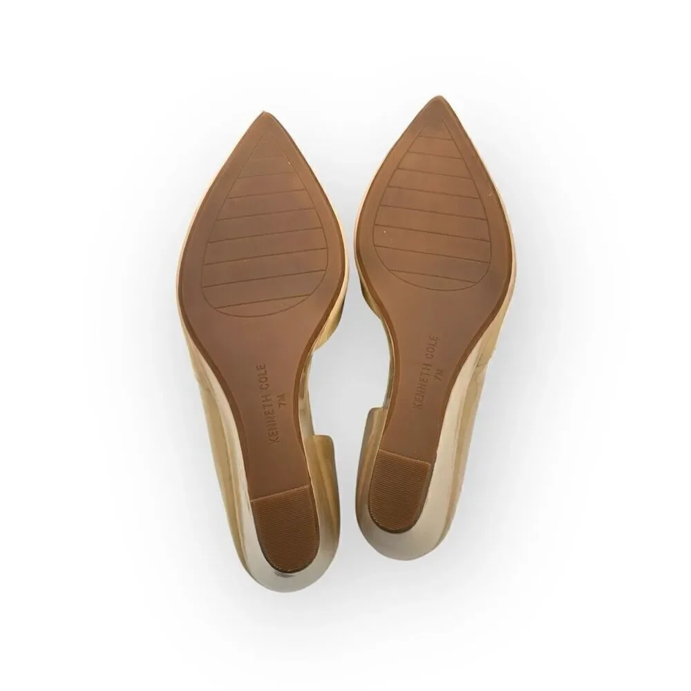 Kenneth Cole Womens Pointy Toe Leather Wedge Ellis Half d'Orsay Pumps Cream Sz 7